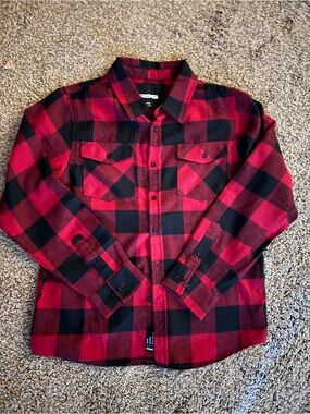 Kids RSQ Red and Black Buffalo Plaid Button-Down Shirt
